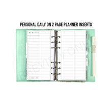 Load image into Gallery viewer, Personal Daily 2-Page Planner Inserts Printable Download - Letter / A4 Size Paper

