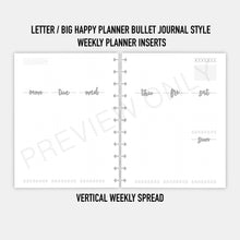 Load image into Gallery viewer, Letter / Big Happy Planner Bullet Journal Style Weekly Spread Planner Inserts Printable Download
