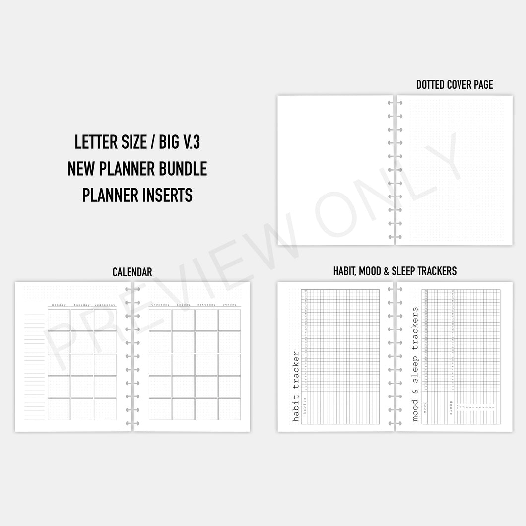 Letter / Big Happy Planner V.3 NEW Planner Bundle Planner Inserts Printable Download