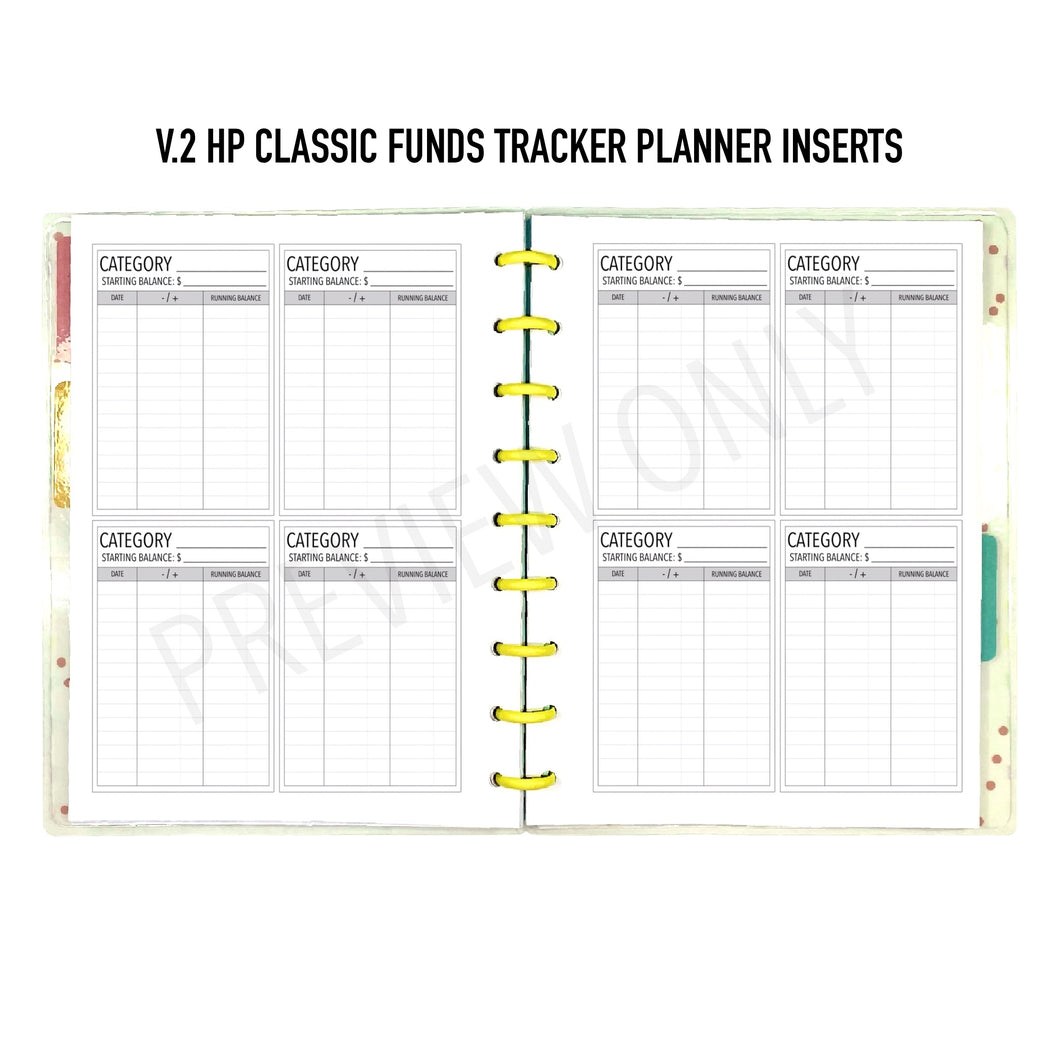 V.2 HP Classic Funds Tracker Planner Inserts Printable Download - Letter / A4 / HP Classic Size Paper