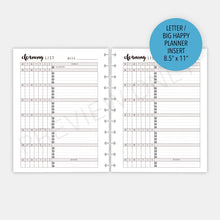 Load image into Gallery viewer, Letter / Big Happy Planner Running Cleaning List Planner Inserts Printable Download
