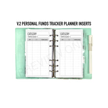 Load image into Gallery viewer, V.2 Personal Funds Tracker Planner Inserts Printable Download - Letter / A4 Size Paper
