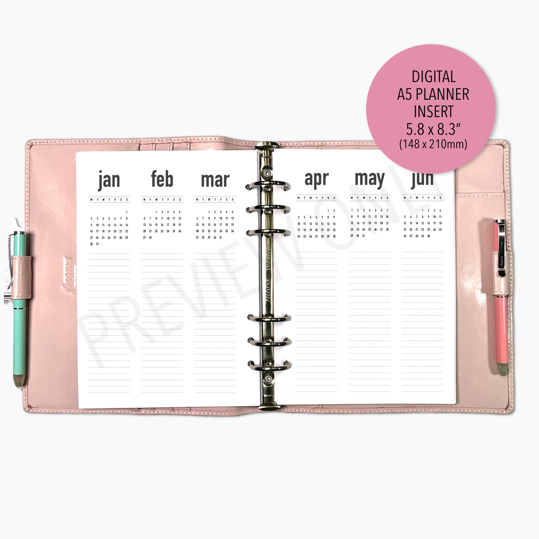 * SALE | A5 2023 Future Log Planner Inserts Printable Download - Letter / A4 / A5 Size Paper