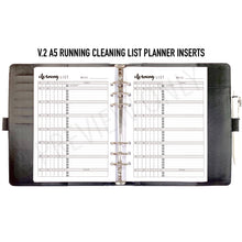 Load image into Gallery viewer, A5 Running Cleaning List Planner Inserts Printable Download - Letter / A4 / A5 Size Paper
