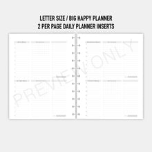 Load image into Gallery viewer, Letter / Big Happy Planner 2 Per Page Daily Planner Inserts Printable Download
