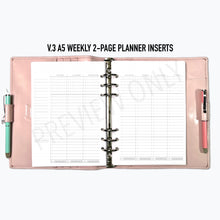 Load image into Gallery viewer, V.3 A5 Weekly 2-Page Planner Inserts Printable Download - Letter / A4 / A5 Size Paper
