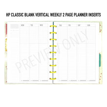 Load image into Gallery viewer, HP Classic Blank Vertical Weekly 2 Page Planner Inserts Printable Download - Letter / A4 / HP Classic Size Paper
