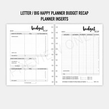 Load image into Gallery viewer, Letter / Big Happy Planner Budget Recap Planner Inserts Printable Download
