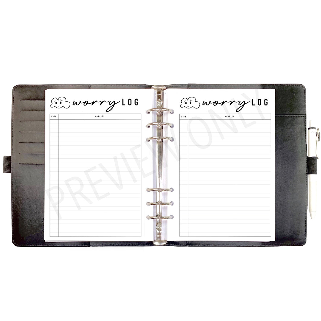 Worry Log Printable | Anxiety & Brain Dump Planner Insert – MarianeCresp