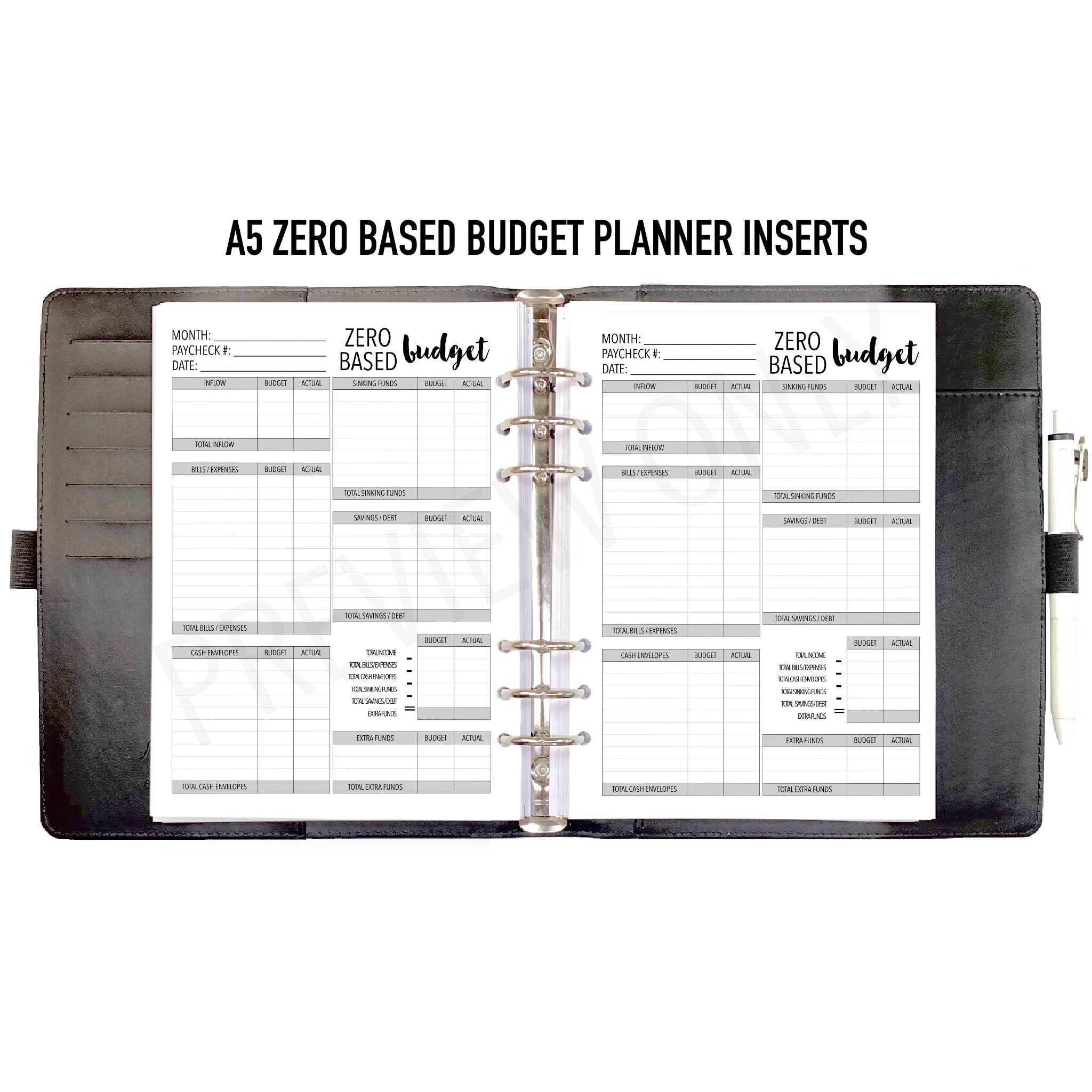 Printable budget Envelope for A5 Planner 