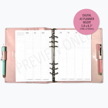 Load image into Gallery viewer, A5 Blank Vertical Weekly 2 Page Planner Inserts Printable Download - Letter / A4 / A5 Size Paper
