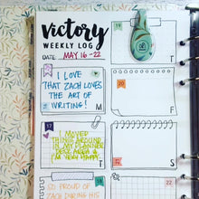 Load image into Gallery viewer, A5 Victory Weekly Log Planner Inserts Printable Download - Letter / A4 / A5 Size Paper
