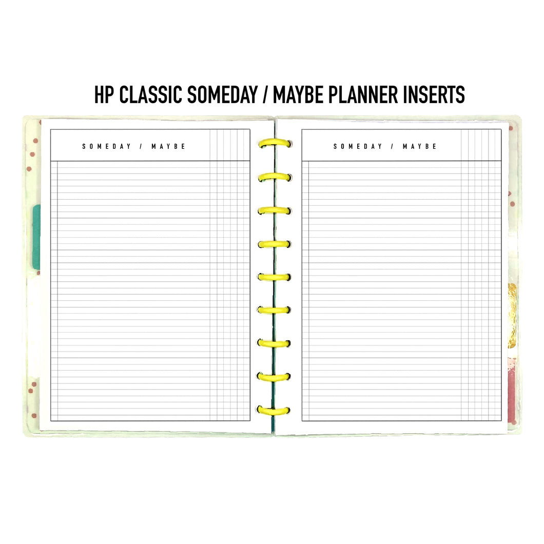 HP Classic Someday/Maybe Planner Inserts Printable Download - Letter / A4 / HP Classic Size Paper