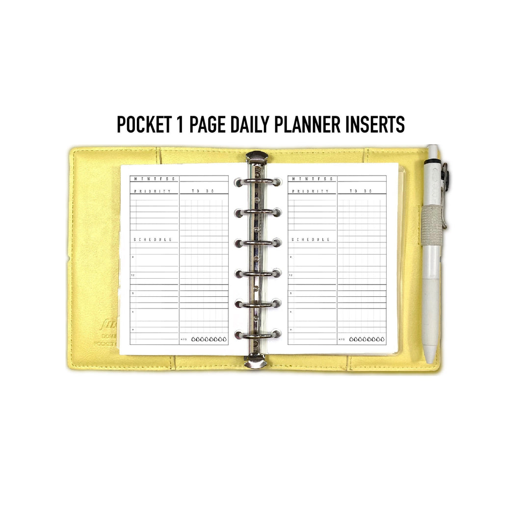 Pocket 1 Page Daily Planner Inserts Printable Download - Letter / A4 Size Paper