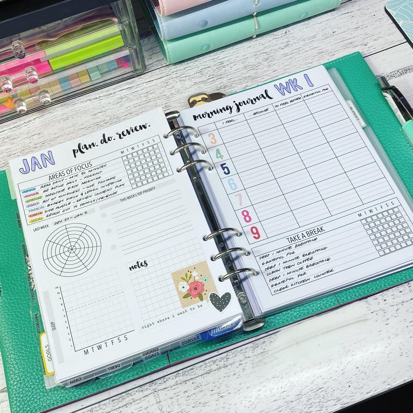 VERSION 2 A5 Well Being Planner Inserts Printable Download Letter