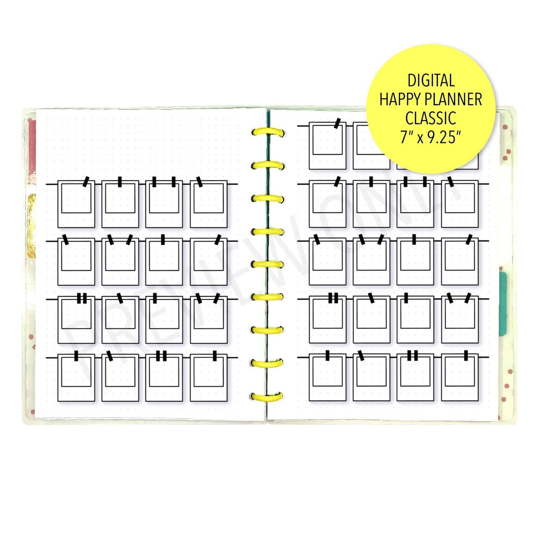 HP Classic Polaroid / Instagram Tracker Planner Inserts Printable Download - Letter / A4 / HP Classic Size Paper