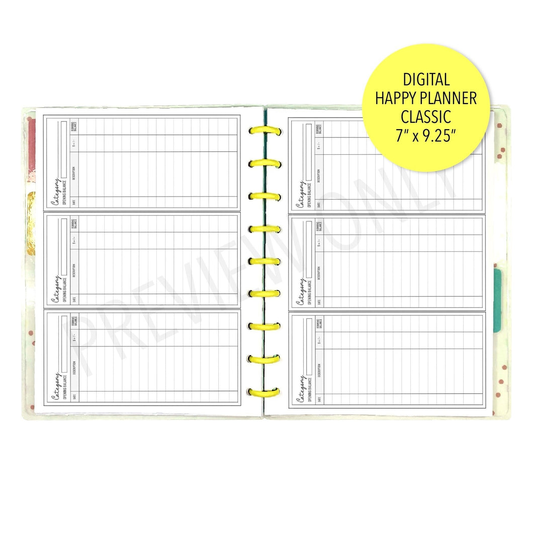 HP Classic Funds Tracker Planner Inserts Printable Download - Letter / A4 / HP Classic Size Paper