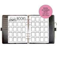 A5 Books Tracker Planner Inserts Printable Download - Letter / A4 / A5 Size Paper
