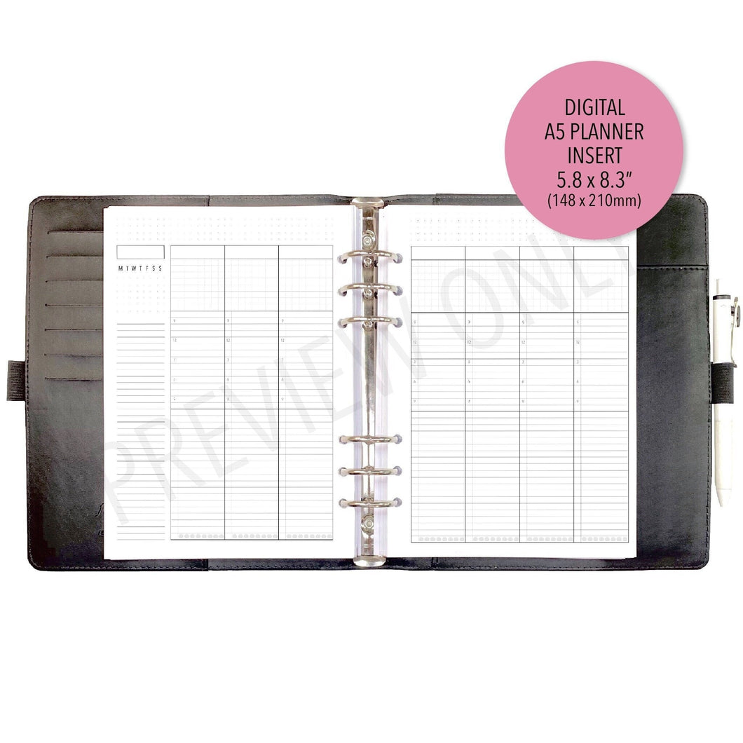 VERSION 2 A5 Weekly 2 Page Planner Inserts Printable Download - Letter / A4 / A5 Size Paper