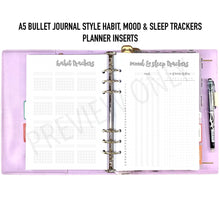 Load image into Gallery viewer, A5 Bullet Journal Style Habit, Mood &amp; Sleep Trackers Planner Inserts Printable Download - Letter / A4 / A5 Size Paper
