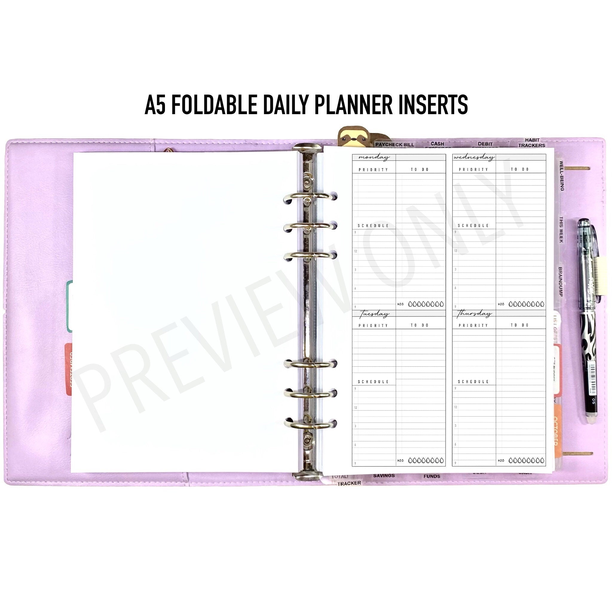 A5 Planner Inserts Daily Planner Printable A5 Filofax, A5 Planner