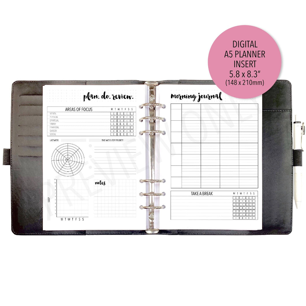 VERSION 2 A5 Well-Being Planner Inserts Printable Download - Letter / A4 / A5 Size Paper