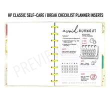 Load image into Gallery viewer, HP Classic Self-care / Break Checklist Planner Inserts Printable Download - Letter / A4 / HP Classic Size Paper
