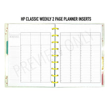 Load image into Gallery viewer, HP Classic Weekly 2 Page Planner Inserts Printable Download - Letter / A4 / HP Classic Size Paper
