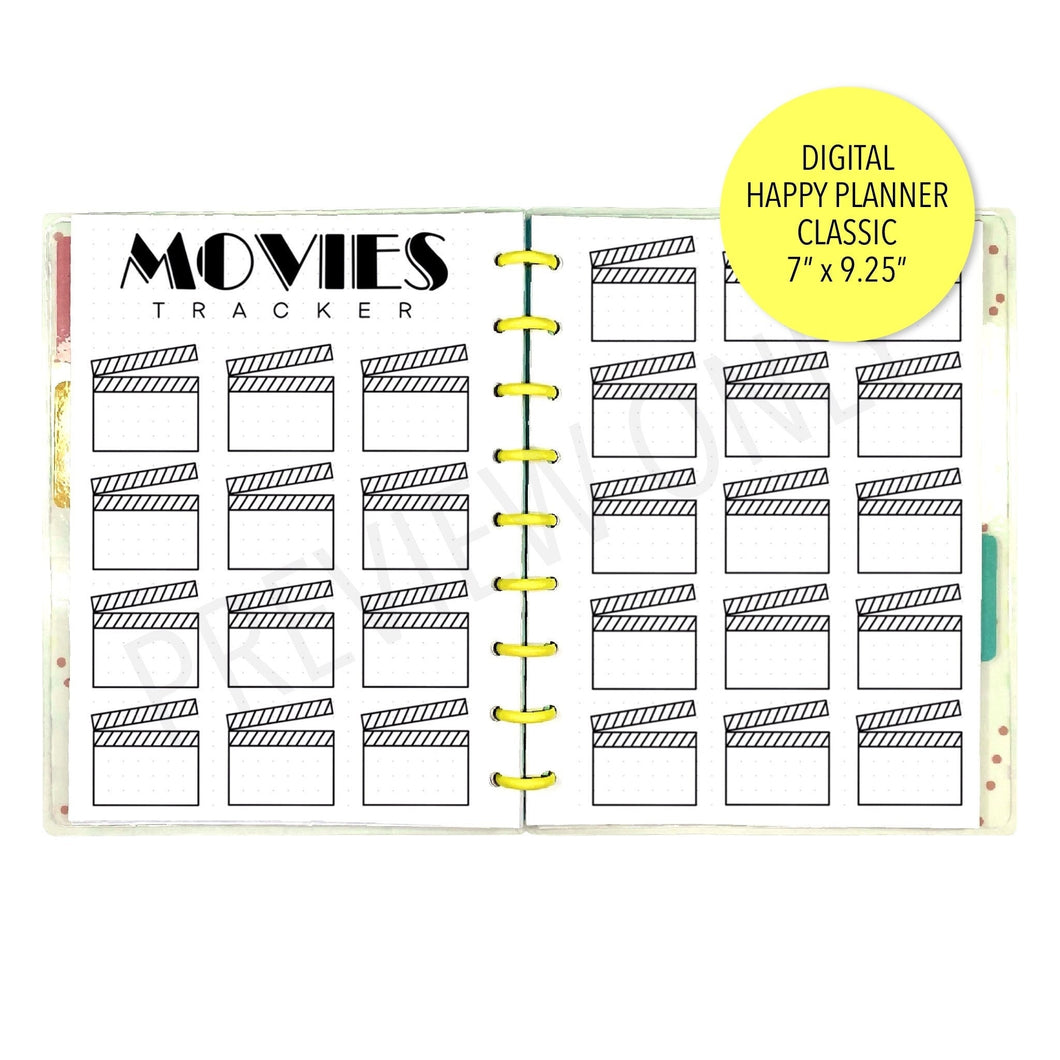 HP Classic Movies Tracker Planner Inserts Printable Download - Letter / A4 / HP Classic Size Paper