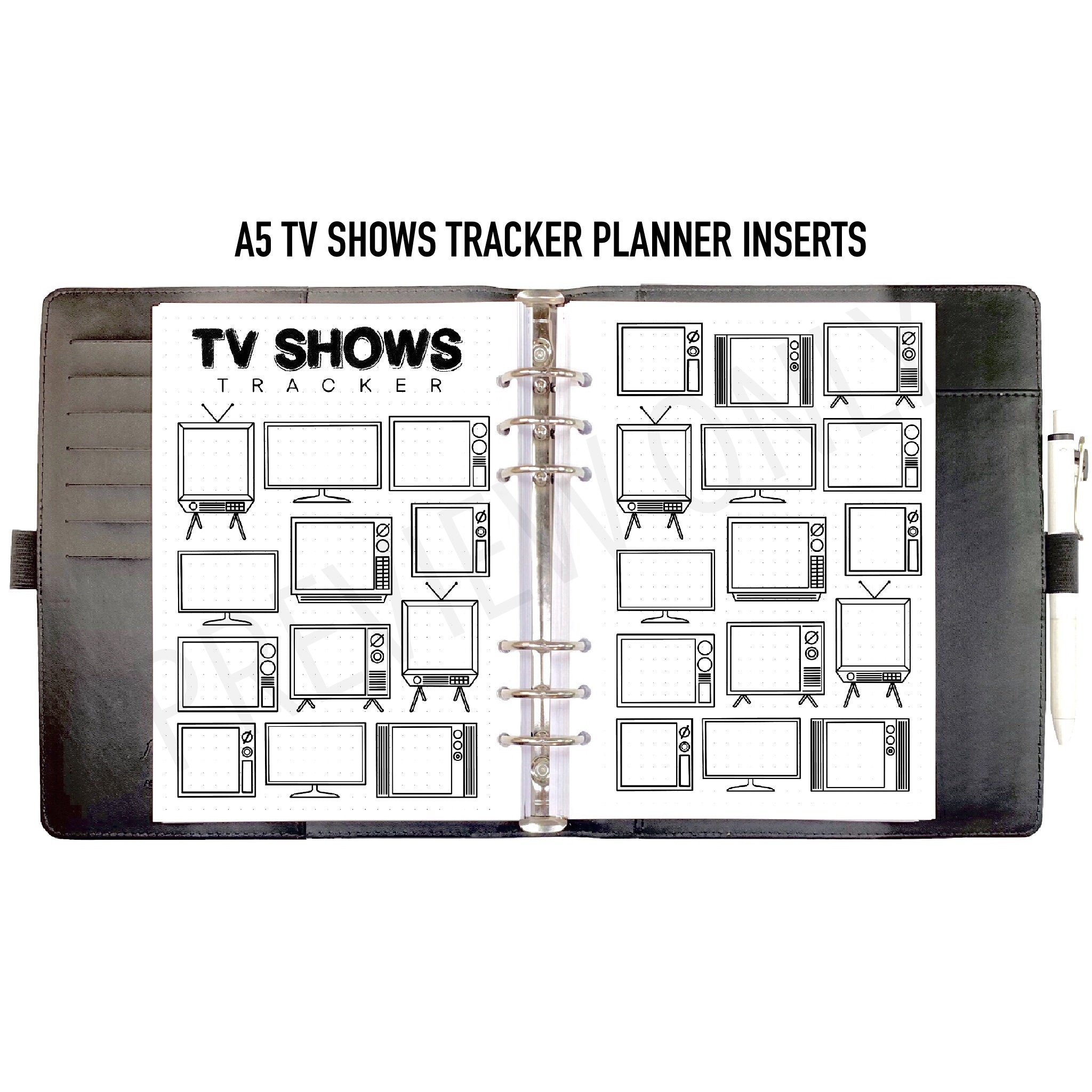 a5 tv shows tracker planner inserts printable download - letter
