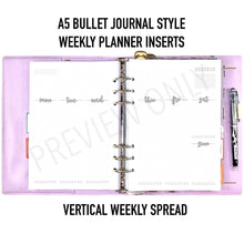 Load image into Gallery viewer, A5 Bullet Journal Style Weekly Spread Planner Inserts Printable Download - Letter / A4 / A5 Size Paper
